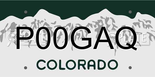 P00GAQ Colorado License Plate