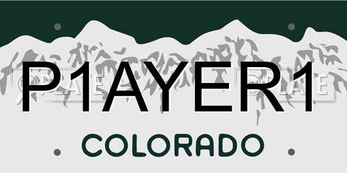 P1AYER1 Colorado License Plate