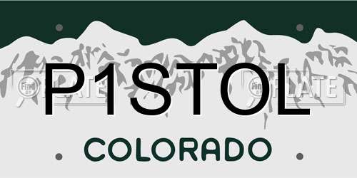 P1STOL Colorado License Plate