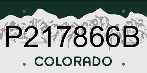 P217866B Colorado License Plate