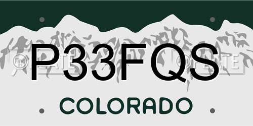 P33FQS Colorado License Plate
