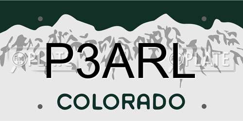 P3ARL Colorado License Plate