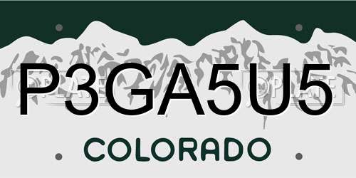 P3GA5U5 Colorado License Plate