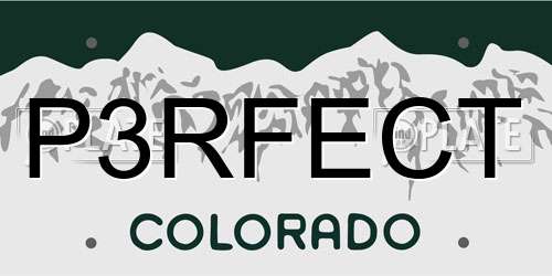 P3RFECT Colorado License Plate