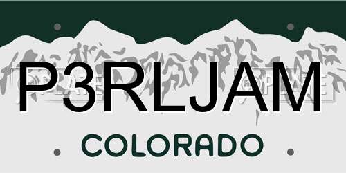 P3RLJAM Colorado License Plate