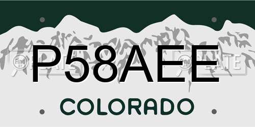 P58AEE Colorado License Plate