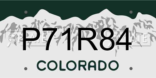 P71R84 Colorado License Plate