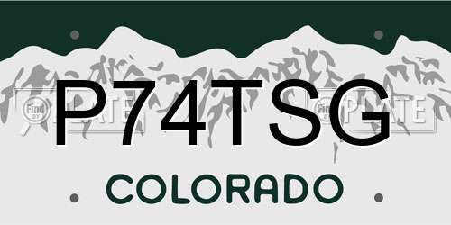 P74TSG Colorado License Plate