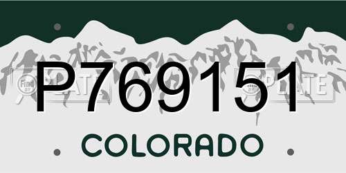 P769151 Colorado License Plate