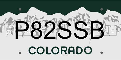 P82SSB Colorado License Plate