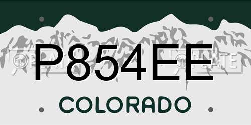 P854EE Colorado License Plate