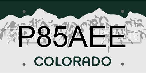 P85AEE Colorado License Plate