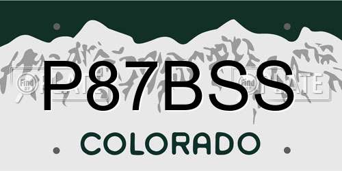 P87BSS Colorado License Plate