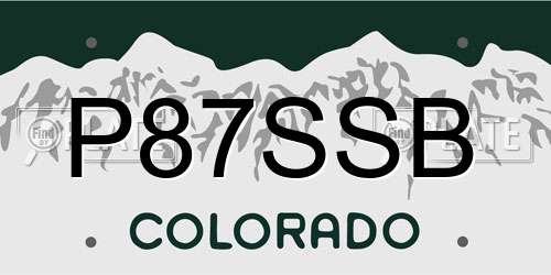 P87SSB Colorado License Plate