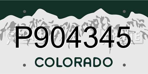 P904345 Colorado License Plate
