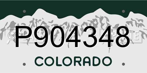 P904348 Colorado License Plate