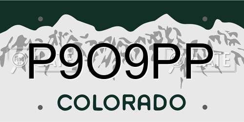 P9O9PP Colorado License Plate