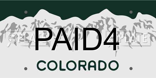 PAID4 Colorado License Plate