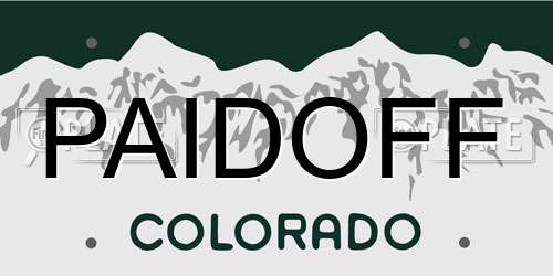 PAIDOFF Colorado License Plate
