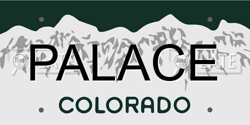 PALACE Colorado License Plate