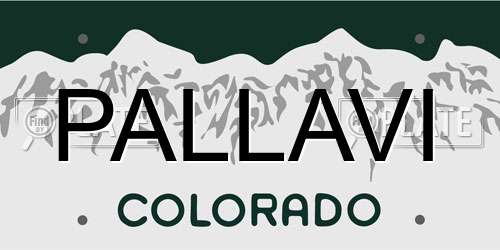 PALLAVI Colorado License Plate