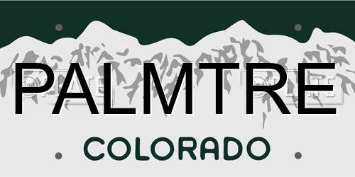 PALMTRE Colorado License Plate