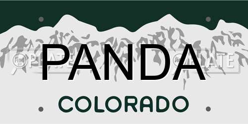 PANDA Colorado License Plate