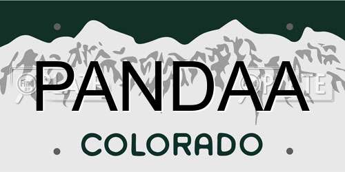 PANDAA Colorado License Plate