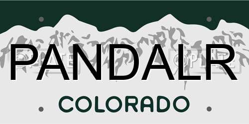 PANDALR Colorado License Plate
