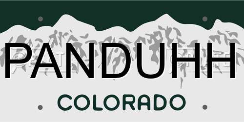 PANDUHH Colorado License Plate