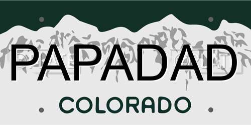 PAPADAD Colorado License Plate