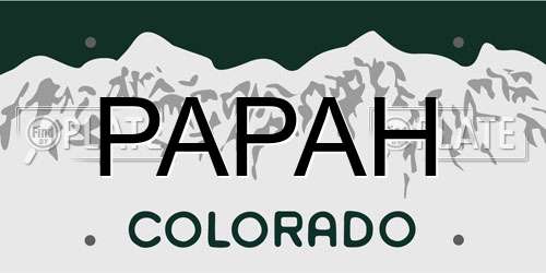 PAPAH Colorado License Plate