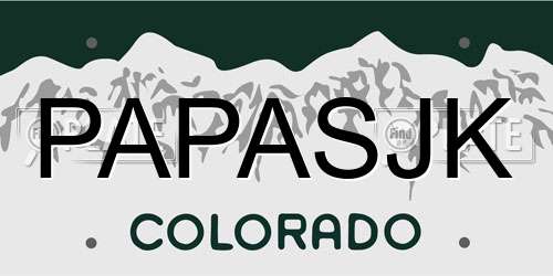 PAPASJK Colorado License Plate