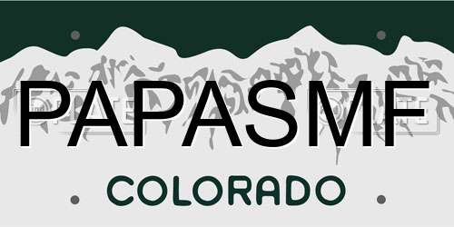 PAPASMF Colorado License Plate