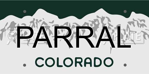 PARRAL Colorado License Plate