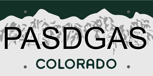 PASDGAS Colorado License Plate