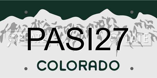 PASI27 Colorado License Plate