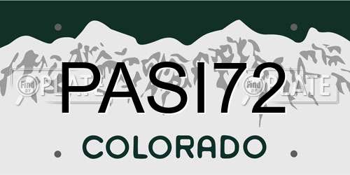 PASI72 Colorado License Plate
