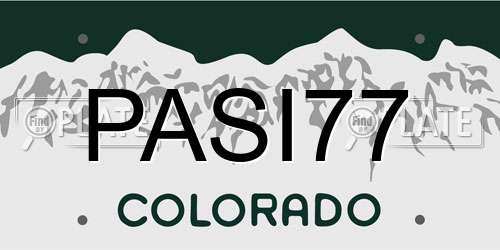 PASI77 Colorado License Plate