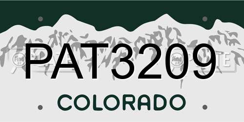 PAT3209 Colorado License Plate
