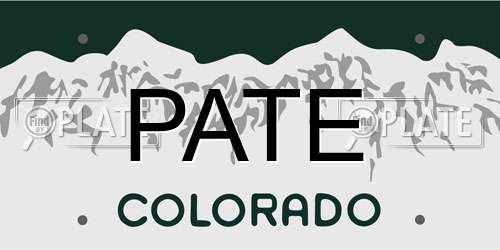 PATE Colorado License Plate