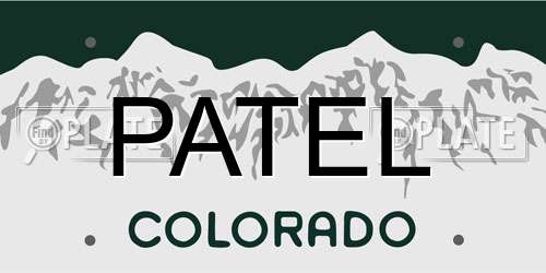 PATEL Colorado License Plate