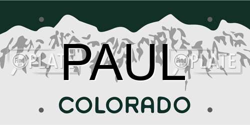 PAUL Colorado License Plate