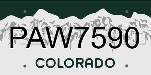PAW7590 Colorado License Plate