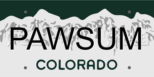 PAWSUM Colorado License Plate