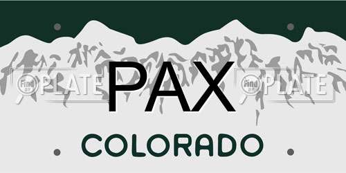 PAX Colorado License Plate