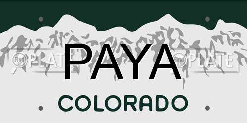 PAYA Colorado License Plate