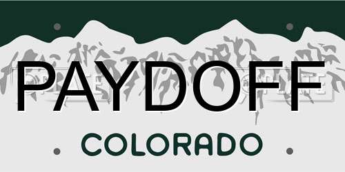 PAYDOFF Colorado License Plate