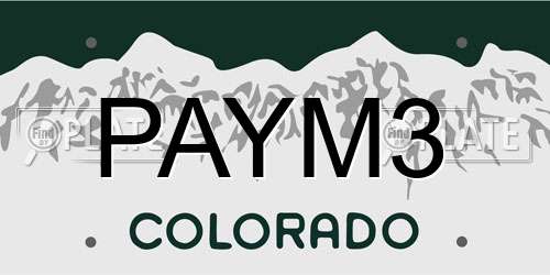 PAYM3 Colorado License Plate