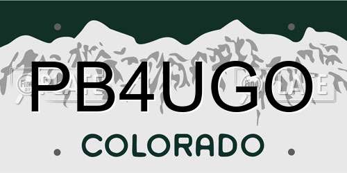 PB4UGO Colorado License Plate